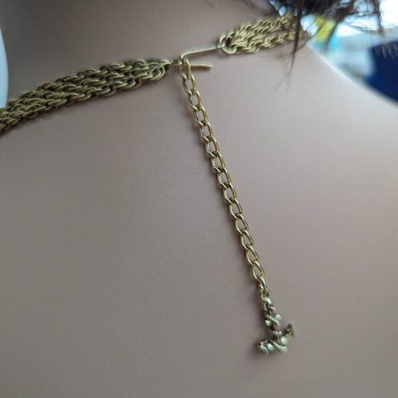 Anchor Serpent Weight Back Clasp Elegant Three Strand Necklace Gold Plated - Picture 1 of 10